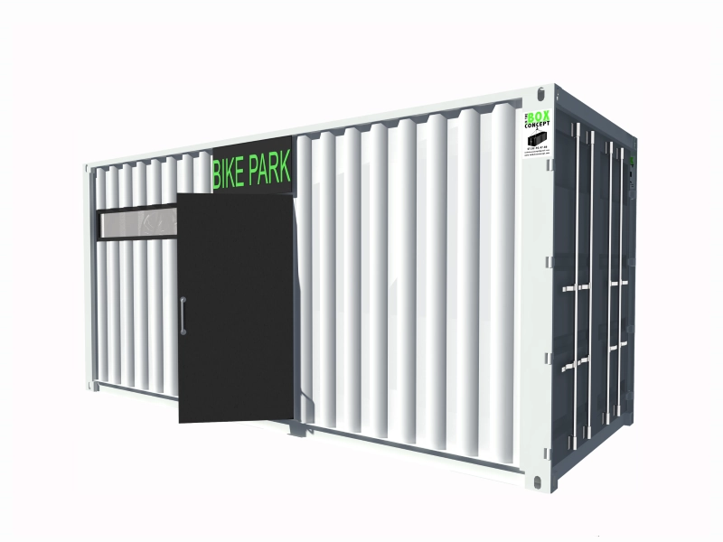 ABRI VÉLO EN CONTAINER 20 PIEDS FERMÉ 20 PLACES