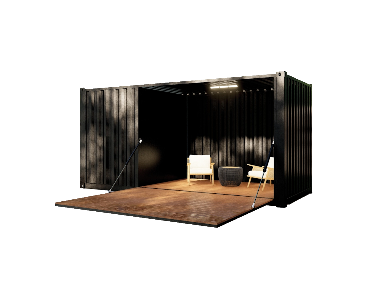 POOL HOUSE EN CONTAINER AVEC TERRASSE ESCAMOTABLE ET LOCAL FERMÉ