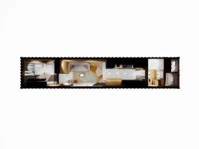 STUDIO CONTAINER ECOLOGIA 40 PIEDS 23 M² HABITABLES 1 CHAMBRE AVEC BARDAGE