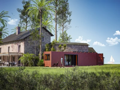 STUDIO CONTAINER ECOLOGIA 40 PIEDS 23 M² HABITABLES  2 CHAMBRES