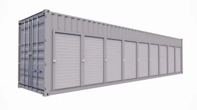 GARAGE MOTOS 9 PLACES ET 9 PORTES EN CONTAINER DE 40 PIEDS