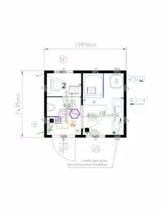 BUNGALOW SANITAIRE 7,3 M² : 1 DOUCHE ET 1 WC  10 PIEDS