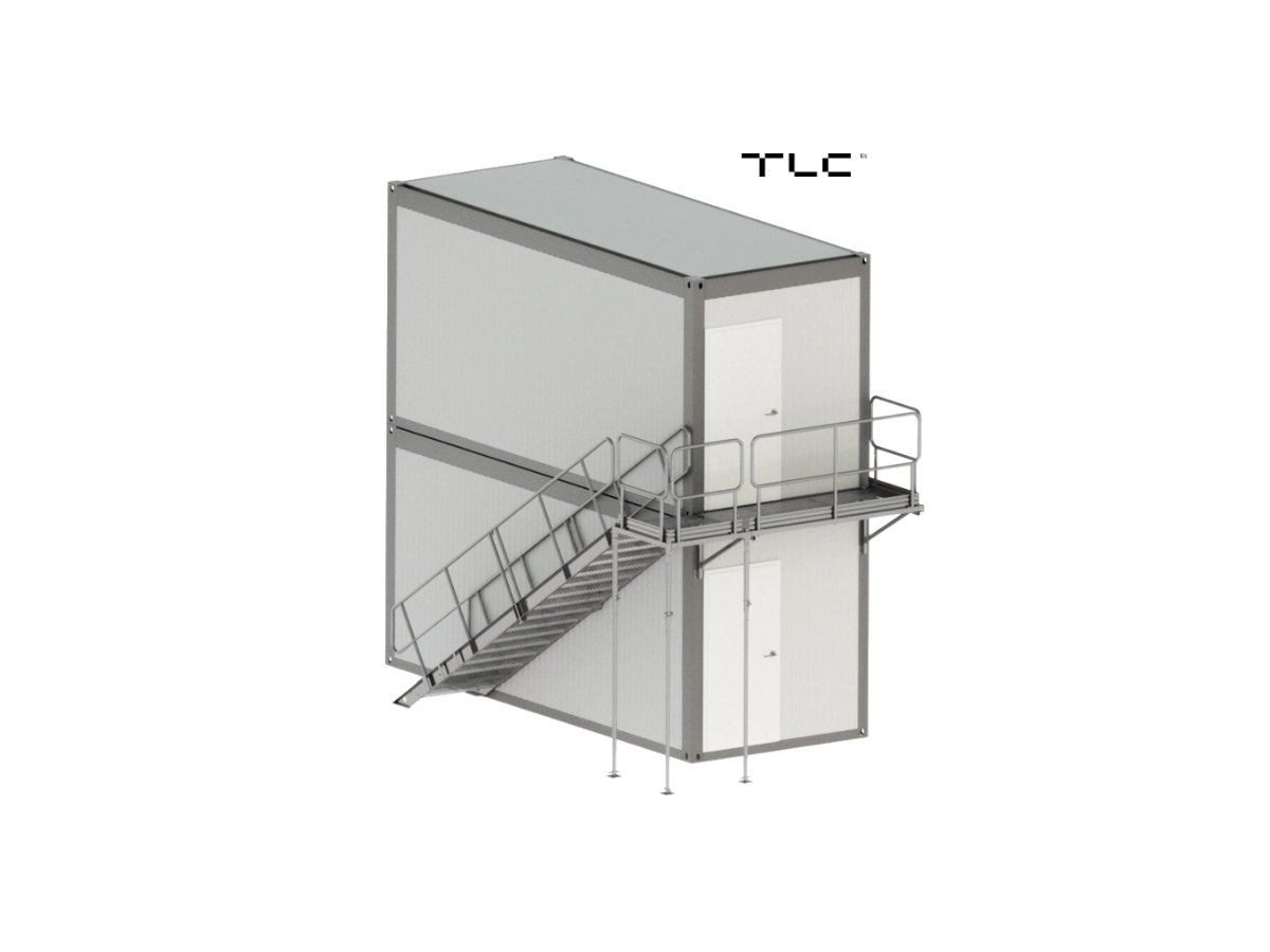 ESCALIER MÉTALLIQUE EXTÉRIEUR POUR CONTAINER | PALIER À L’EXTRÉMITÉ