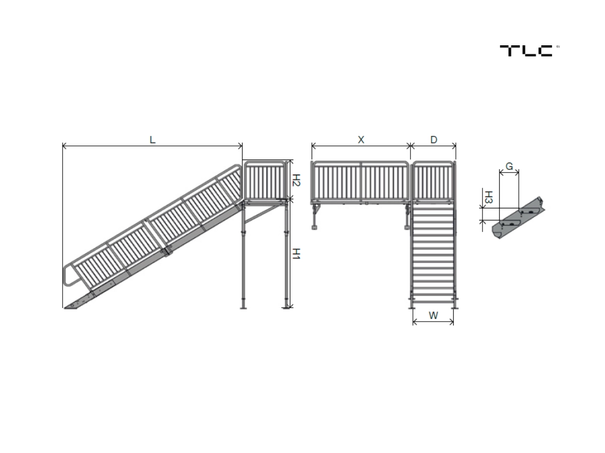ESCALIER MÉTALLIQUE EXTÉRIEUR POUR CONTAINER | PALIER À L’EXTRÉMITÉ