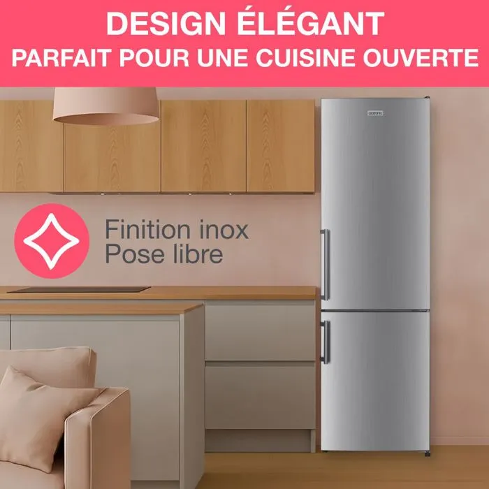 Réfrigérateur combiné - OCEANIC - OCEAFC262STDS - 262 L - Classe D - 55 x 56 x 180 cm - Silver