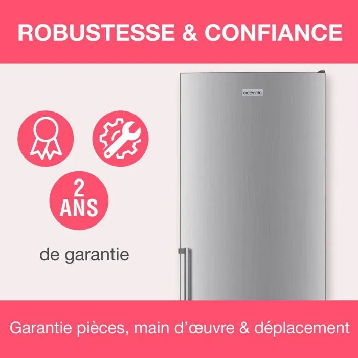 Réfrigérateur combiné - OCEANIC - OCEAFC262STDS - 262 L - Classe D - 55 x 56 x 180 cm - Silver