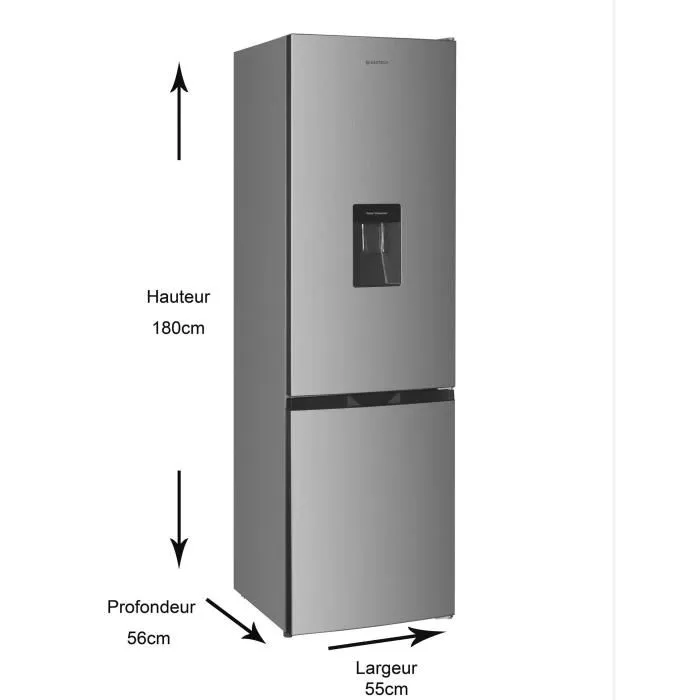 Réfrigérateur combiné GEDTECH - GCB262SL Silver - capacité 262L - Congélateur bas - Classe E