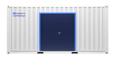 LOCAL DE STOCKAGE EN CONTAINER DE 20 PIEDS AVEC PORTE DE SERVICE DOUBLE