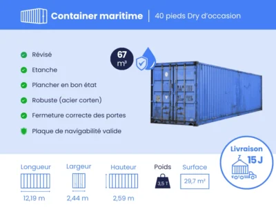 CONTAINER MARITIME 40 PIEDS DRY DERNIER VOYAGE