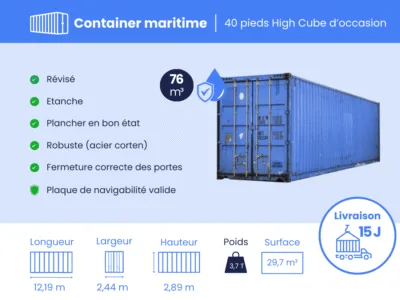 Container maritime 40 Pieds HIGH CUBE DERNIER VOYAGE